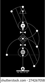 Tree of life - geometrical design - hipster tattoo - stock vector