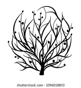 Tree of life in hand drawn style. For print, wall stickers and interior design. Vector illustration. Isolated on white