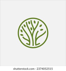 vector de logotipo premium de círculo de icono de árbol de vida