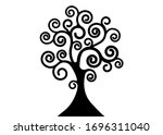 Tree of life icon, Tree natural logo and black tree ecology illustration symbol icon vector design isolated on white background. abstract blossoming swirl tree