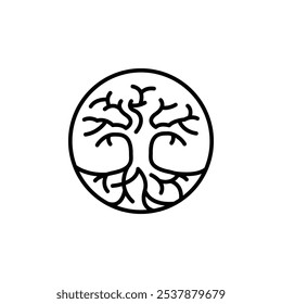 Icono del Árbol de la Vida. Símbolo del árbol de la vida nórdico vikingo simple que representa la conexión y la eternidad para las redes sociales, el App y el Diseño web. Ilustración vectorial