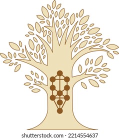 Tree of life. Kabbalah symbol. Vector isolated sign.