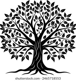 Tree of Life with Leaves Silhouette Perfect for Projects