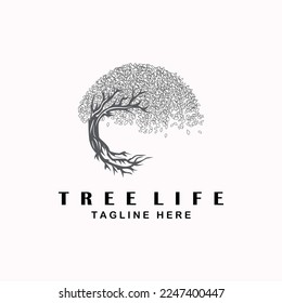 tree life line art minimalist illustration design icon logo