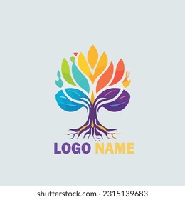 ilustración vectorial de la plantilla de dibujos animados del logotipo de árbol de vida