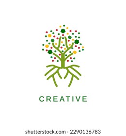 Tree Of Life Logo Design Illustration,Isolated On White Background