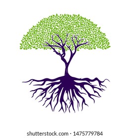 Tree of life logo design inspiration template. Abstract vibrant tree logo design. Root vector