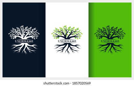 Tree of life logo design, nature tree illustration logo template