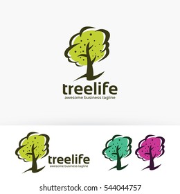 Tree life logo design. Nature and environment logo concept. Vector logo template