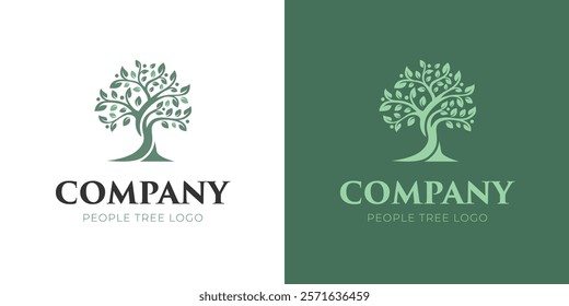 Tree Of Life Logo design with People Family graphic vector symbol. Tree Branch together concept design illustration
