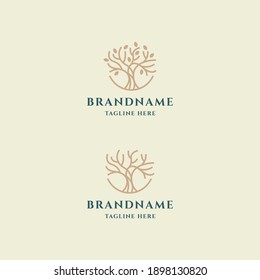 Tree life logo icon design template premium vector