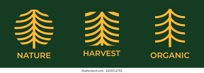Tree of life logo icons set. Organic nature symbols. Tree branch with leaves signs. Natural plant design elements emblems.