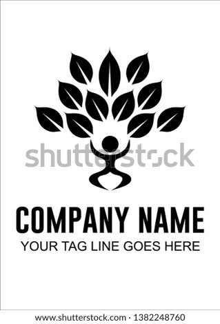 tree of life logo with the leaf and peole for template vector