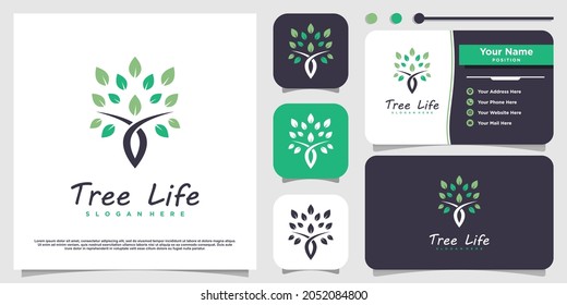 Tree life logo with modern concept Premium Vector