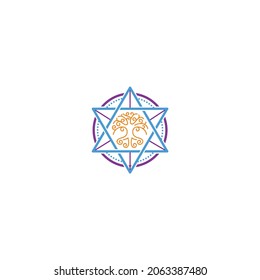 Tree of Life logo and sacred geometry vector design