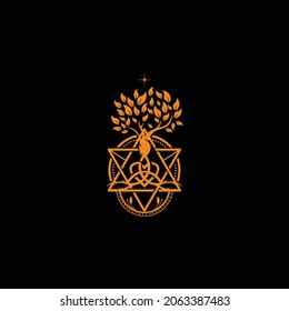 Tree of Life logo and sacred geometry vector design