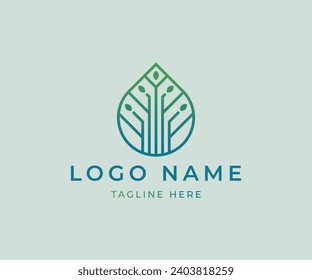 Tree of life logo with water drop shape