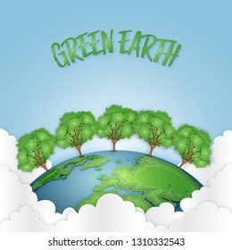 Tree of life on the world as Environment and Love the Earth concept. vector illustration.
