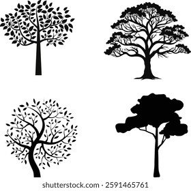 Tree of Life Root Vector. Tree Silhouettes bundle, Set of trees, Trees Vector silhouette Clipart.