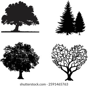 Tree of Life Root Vector. Tree Silhouettes bundle, Set of trees, Trees Vector silhouette Clipart.