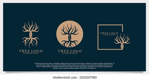 Baumleben und Logo-Design mit Vorlage