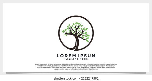 tree life and roots logo design with template