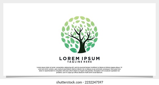 tree life and roots logo design with template