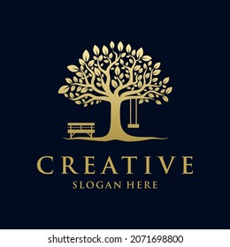 Tree of Life Seal Emblem Oak Family root Maple Stamp logo design vector