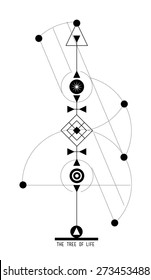 The Tree of Life Sigil  geometric symbols in Jewish Kabbalah tradition. Abstract design element - stock vector.
