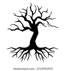 Árvore do projeto da silhueta da vida. vetor: Ideal para uso como uma tatuagem, ícone, web design gráfico e conceitos infográficos