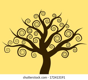 Tree of life with spiral branches isolated