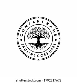 Tree of Life Stamp Seal Emblem Oak Banyan tree logo design inspiration