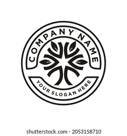 Tree Of Life Stamp Seal Emblem Arborist Logo Design Vector