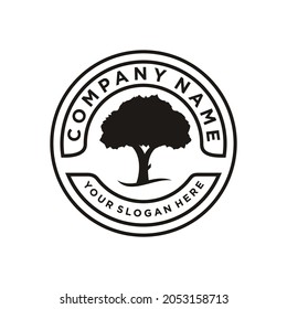 Tree Of Life Stamp Seal Emblem Arborist Logo Design Vector