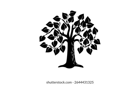 Tree of Life Symbol, black isolated silhouette