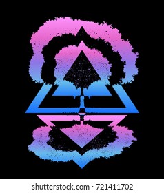 Tree of Life tattoo art, symbol of life and death. Mystic sign of immortality of the human soul. Symbols of psychology, symmetry, philosophy, poetry 