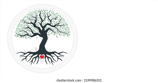 Tree of Life tribal vector. Abstract vibrant tree logo design, root. Tree and roots with green leaves look beautiful and refreshing. Tree and roots LOGO style.