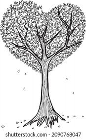 Tree of life vector illustration with hand drawing style.vector outlines illustration