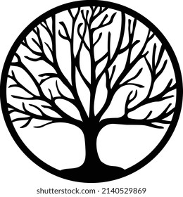 Tree of Life Winter Vector Black on White Laser Cut