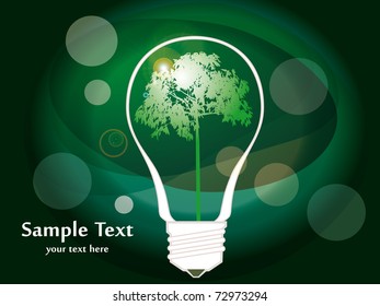 Tree in a light bulb, eco energy symbol.