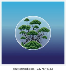 Tree in a light bulb ecology concept, Vector illustration