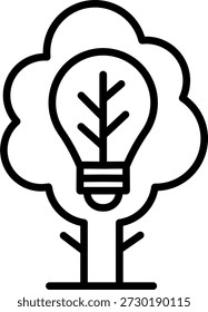 Árvore com ícone de lâmpada para inovação verde e conservação de ideias sustentável ambiental
