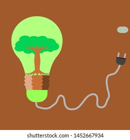 Tree in Light bulb with the unplugged line.