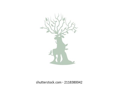 tree and light green color like goat shape vector illustration design