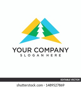 tree and light logo editable vector
