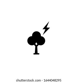 Tree and lighting icon. Black, simple.