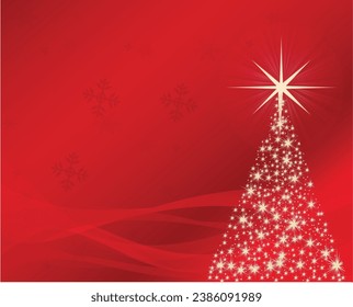 Tree of Lights Over a Red Background