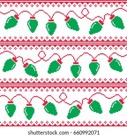 Tree Lights Seamless Pattern, Ugly Christmas Sweater Style