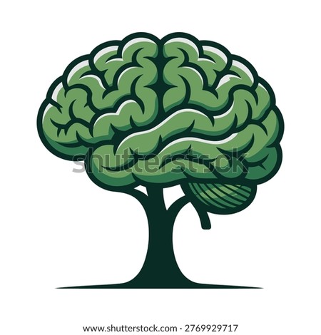 Tree like a brain represents thinking, tree with brain