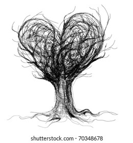 Tree like heart / realistic sketch (not auto-traced)